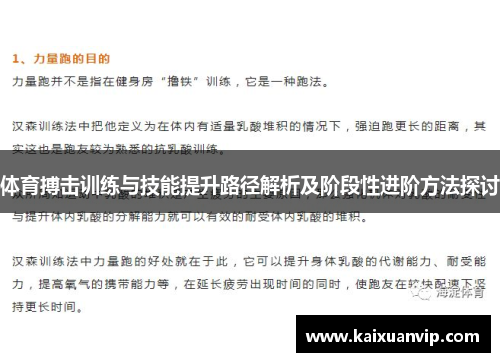 体育搏击训练与技能提升路径解析及阶段性进阶方法探讨